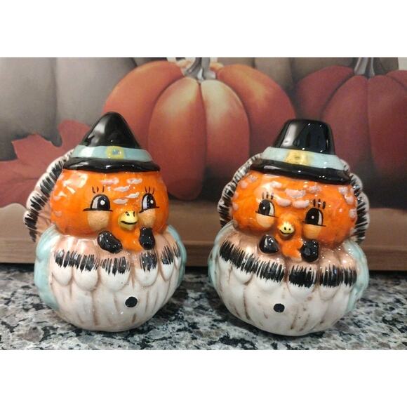 NEW~Johanna Parker Thanksgiving Turkey Salt & Pepper Shaker Set Ceramic - Picture 1 of 5
